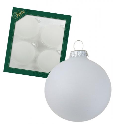 Weihnachtskugeln Uni-Design Matt Frost Silber Kr�nchen Wei� 8cm
