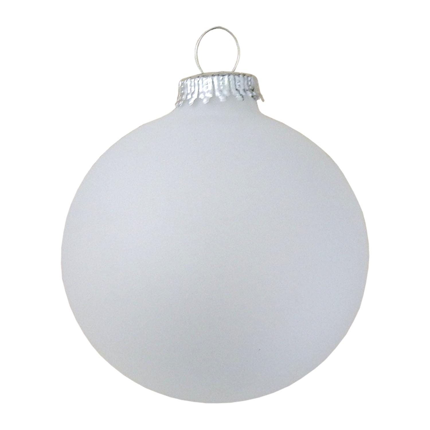 Weihnachtskugeln Uni-Design Matt Frost Silber Kr�nchen Wei� 8cm