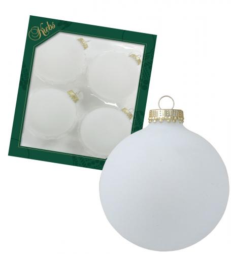 Weihnachtskugeln Uni-Design Matt Frost Gold Kr�nchen Wei� 8cm