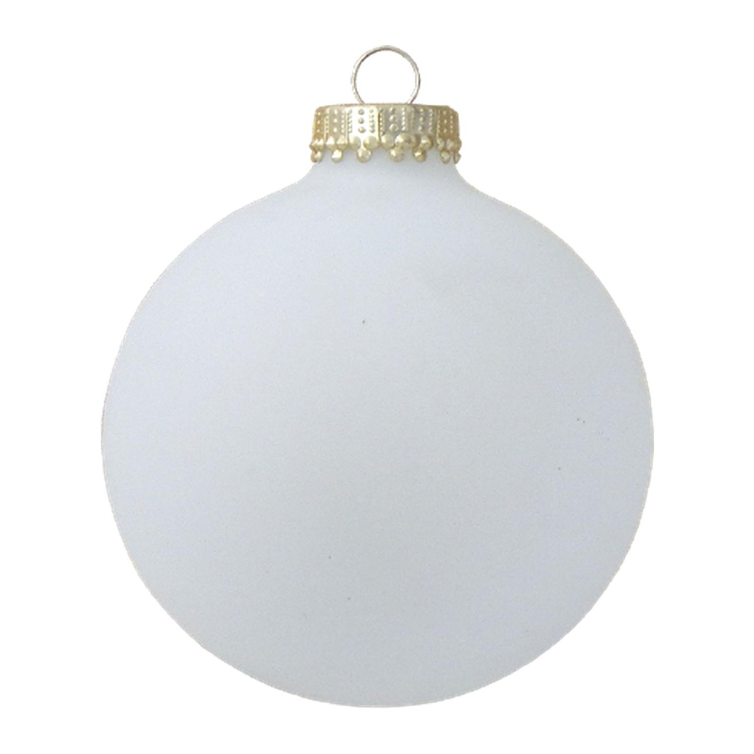 Weihnachtskugeln Uni-Design Matt Frost Gold Kr�nchen Wei� 8cm