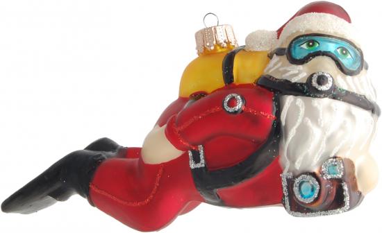 Tauchender Santa 12cm, Glasornament, mundgeblasen und handekoriert