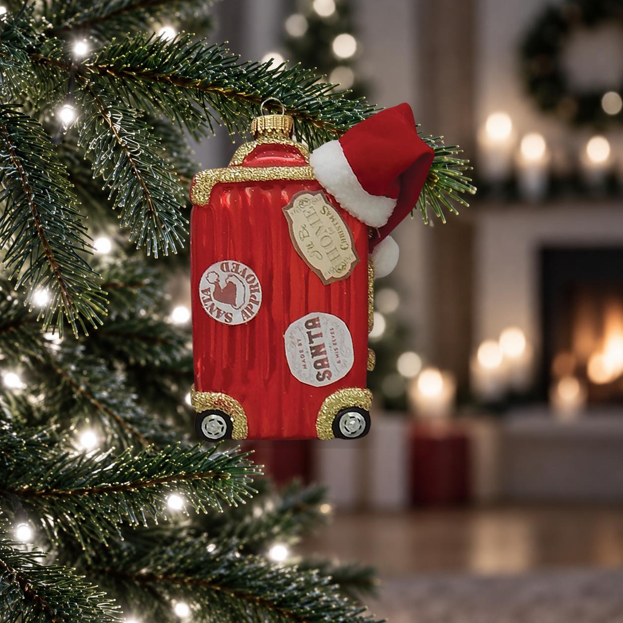 Baumschmuck Santas Reisekoffer Rot 11cm