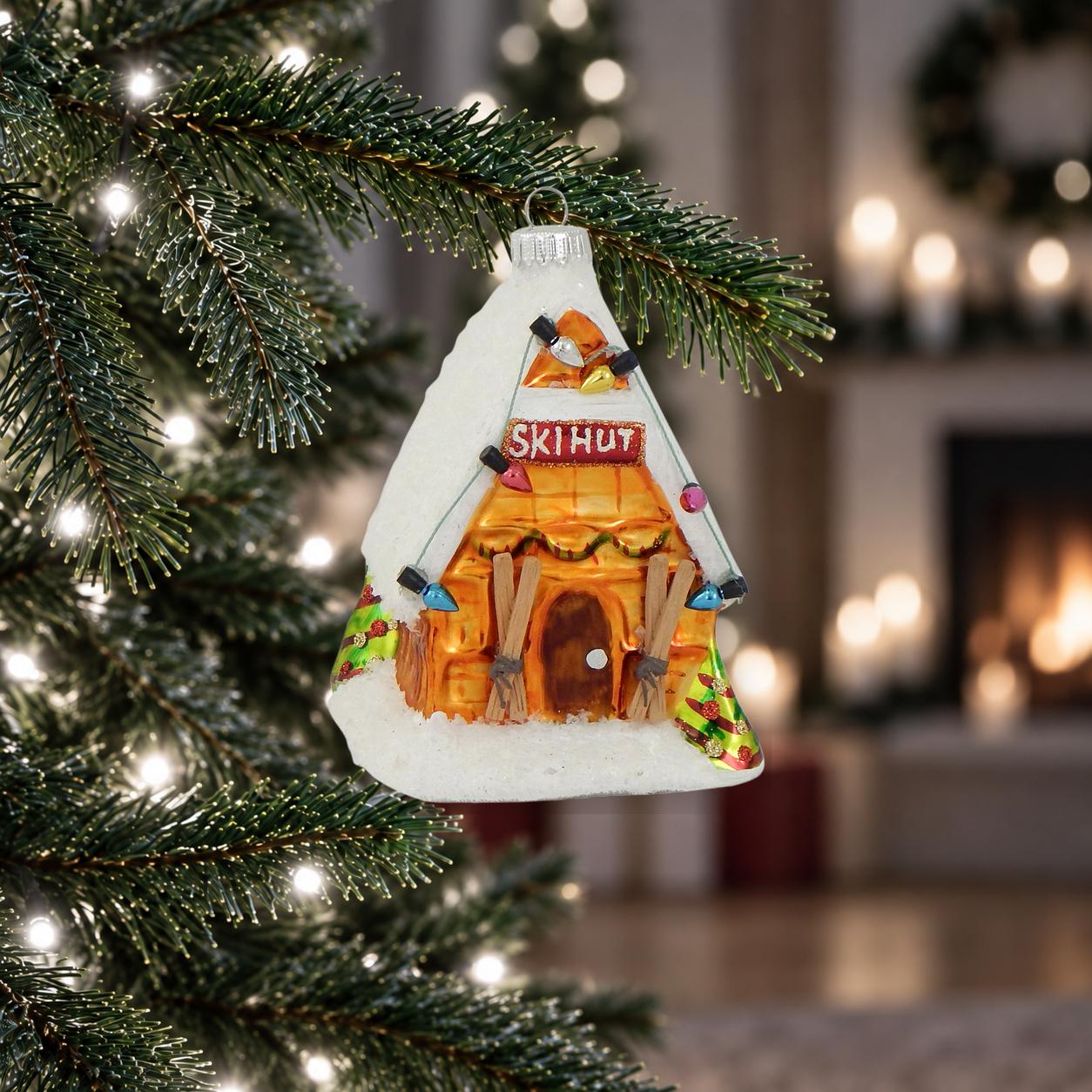 Baumschmuck Ski-H�tte Mehrfarbig 10cm