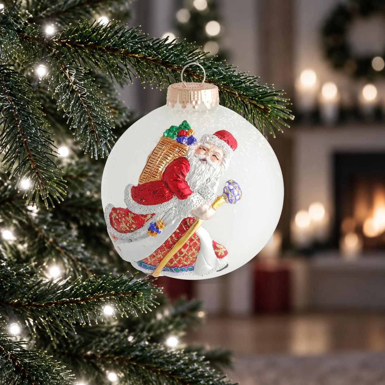 Weihnachtskugeln 3D-Santa Wei� 10cm
