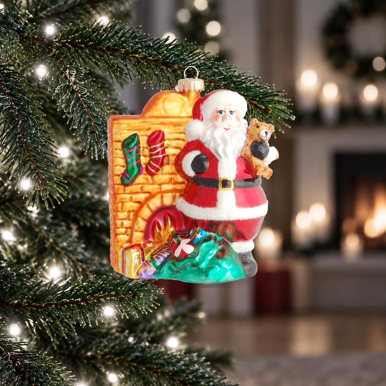 Baumschmuck Santa am Kamin Mehrfarbig 12cm