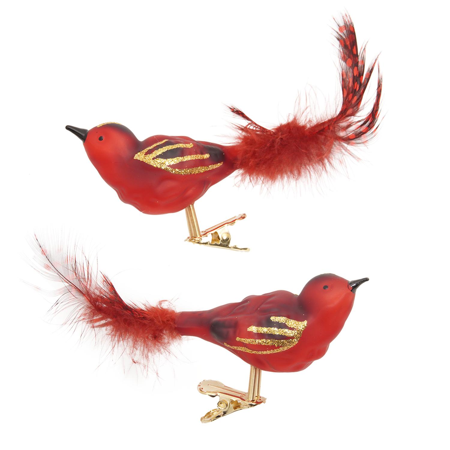 Baumschmuck Waldv�gel Rot 9cm