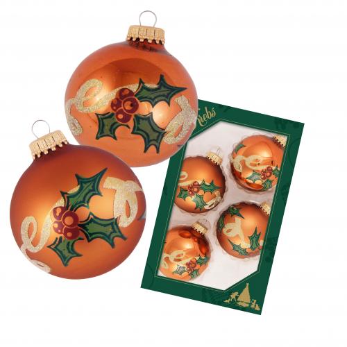 Weihnachtskugeln Mistelzweig Kupferfarbig 7cm