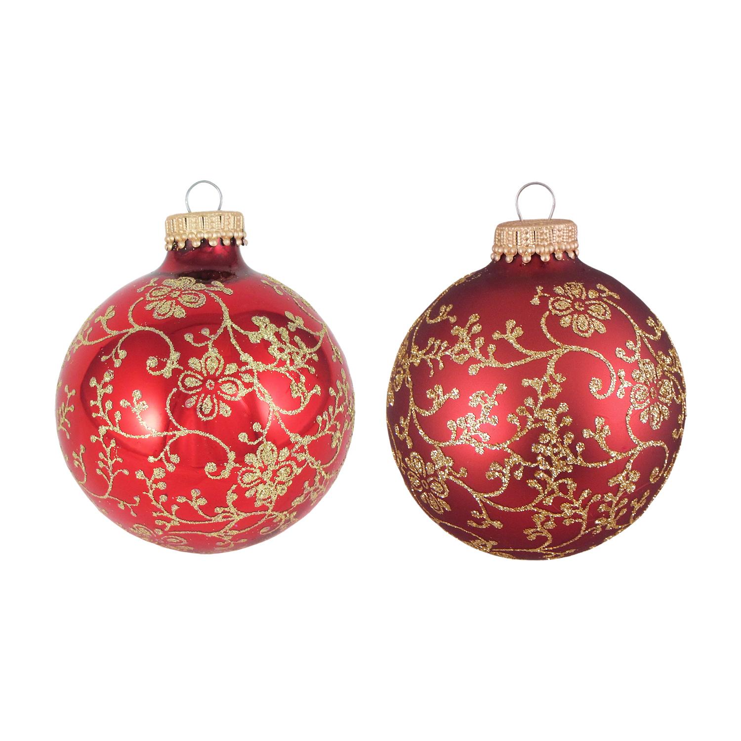 Weihnachtskugeln Edle Glitterranken Rot 7cm