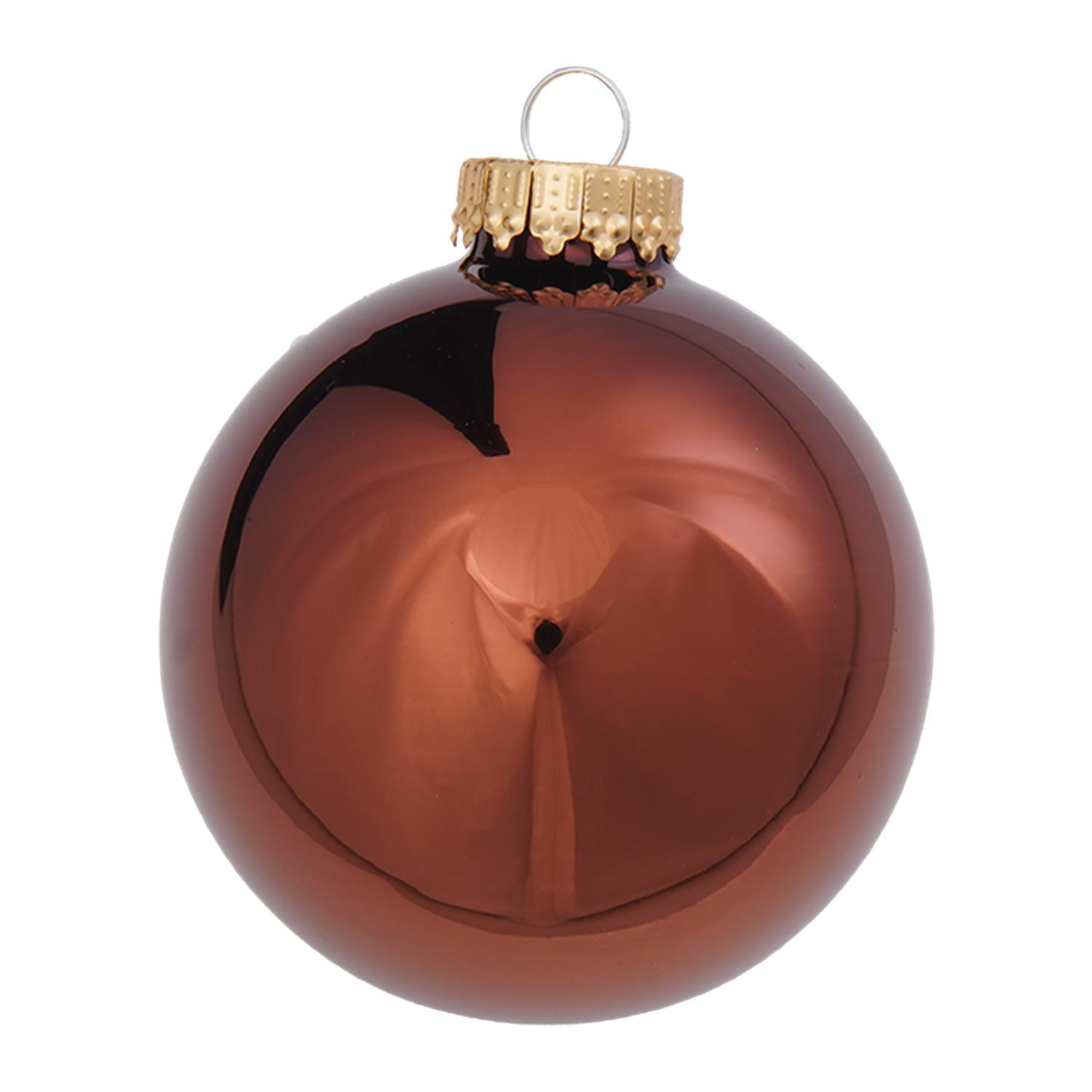 Weihnachtskugeln Uni-Design Glanz Lebkuchen Braun 7cm