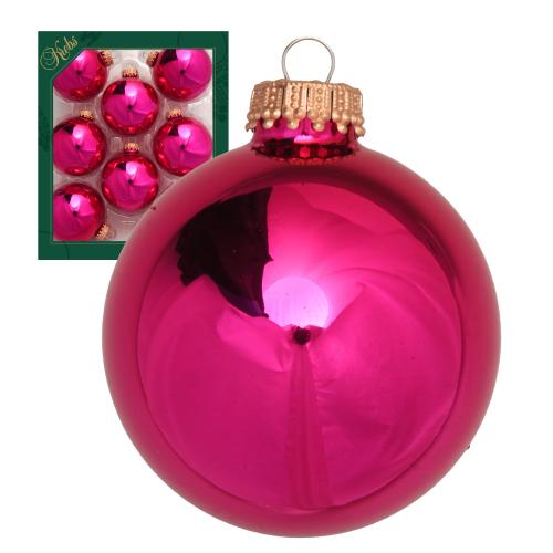 Weihnachtskugeln Uni-Design Glanz Magenta Rosa 7cm