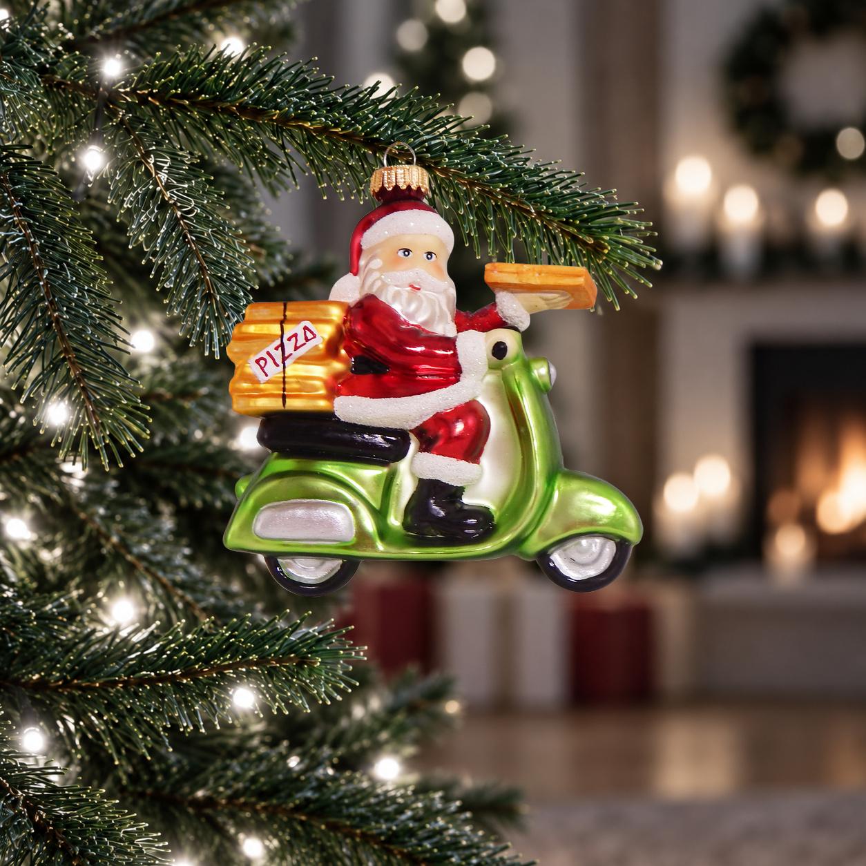 Baumschmuck Pizza-Weihnachtsmann Mehrfarbig 11cm