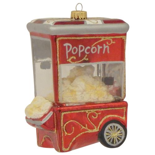 Popcornmaschine 10cm, Glasornament, mundgeblasen und handekoriert