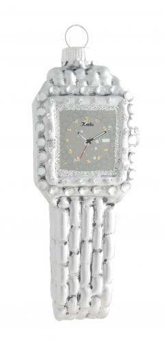 Baumschmuck Damenuhr silberfarbig 11cm