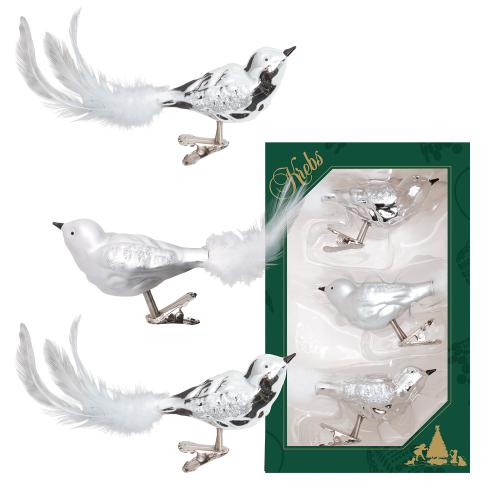 Baumschmuck Winterv�gel Silberfarbig 9cm