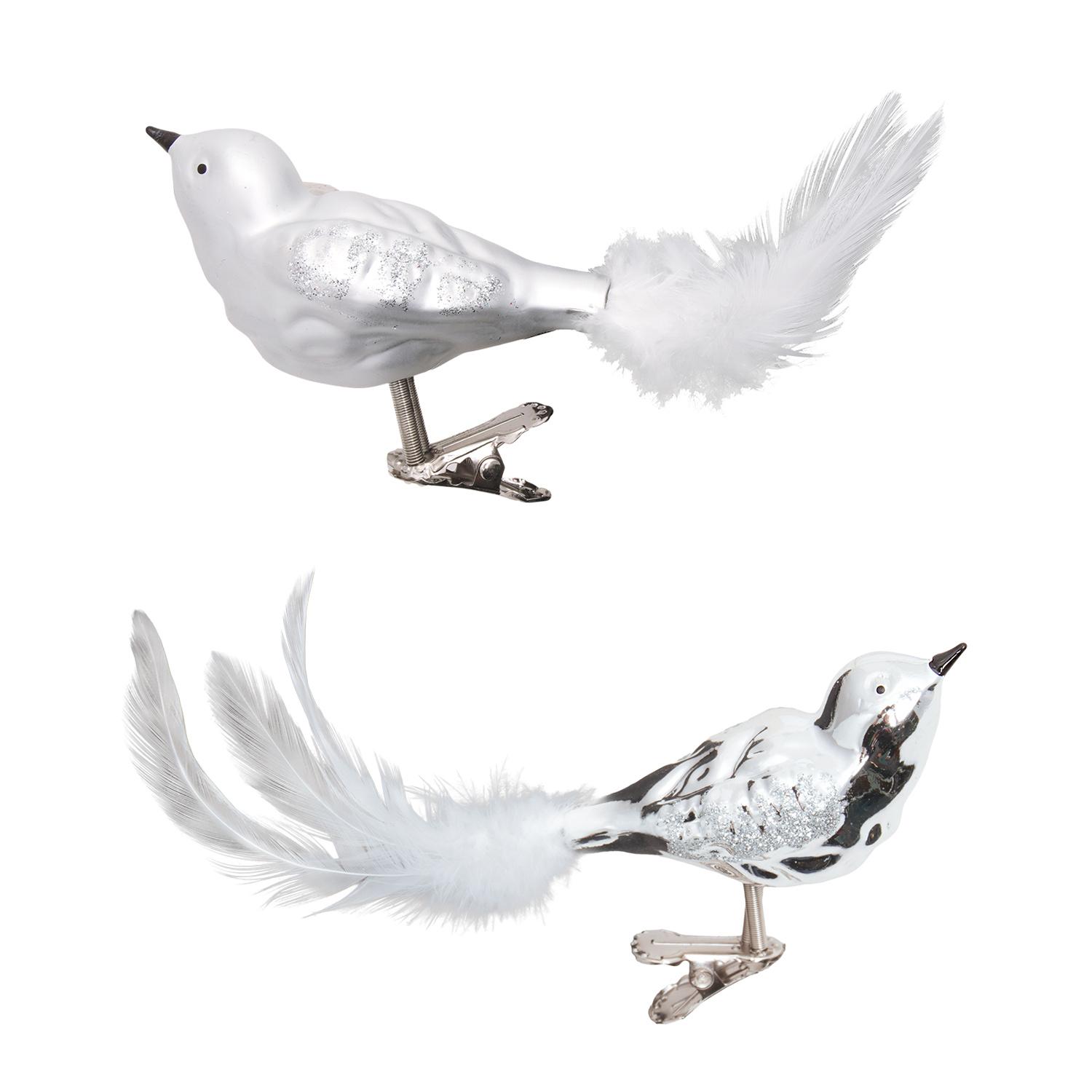 Baumschmuck Winterv�gel Silberfarbig 9cm