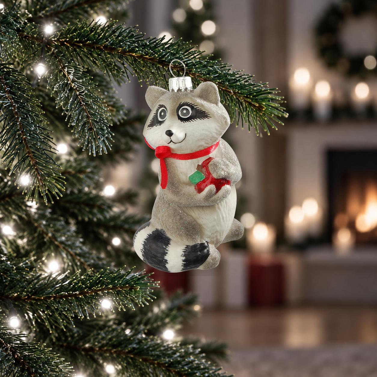 Baumschmuck Waschb�r Tommy Grau 10cm