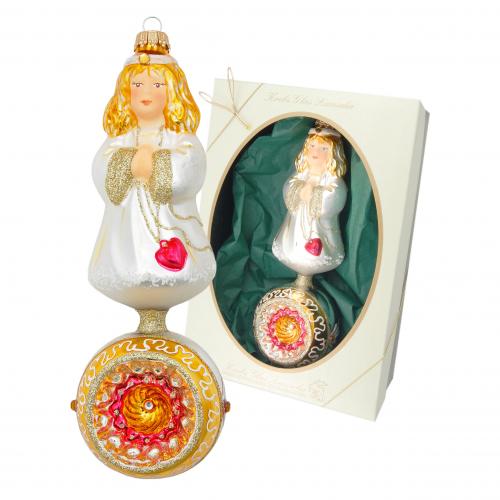Doppelform Engel mit Reflex 20cm, Glasornament, mundgeblasen und handdekoriert
