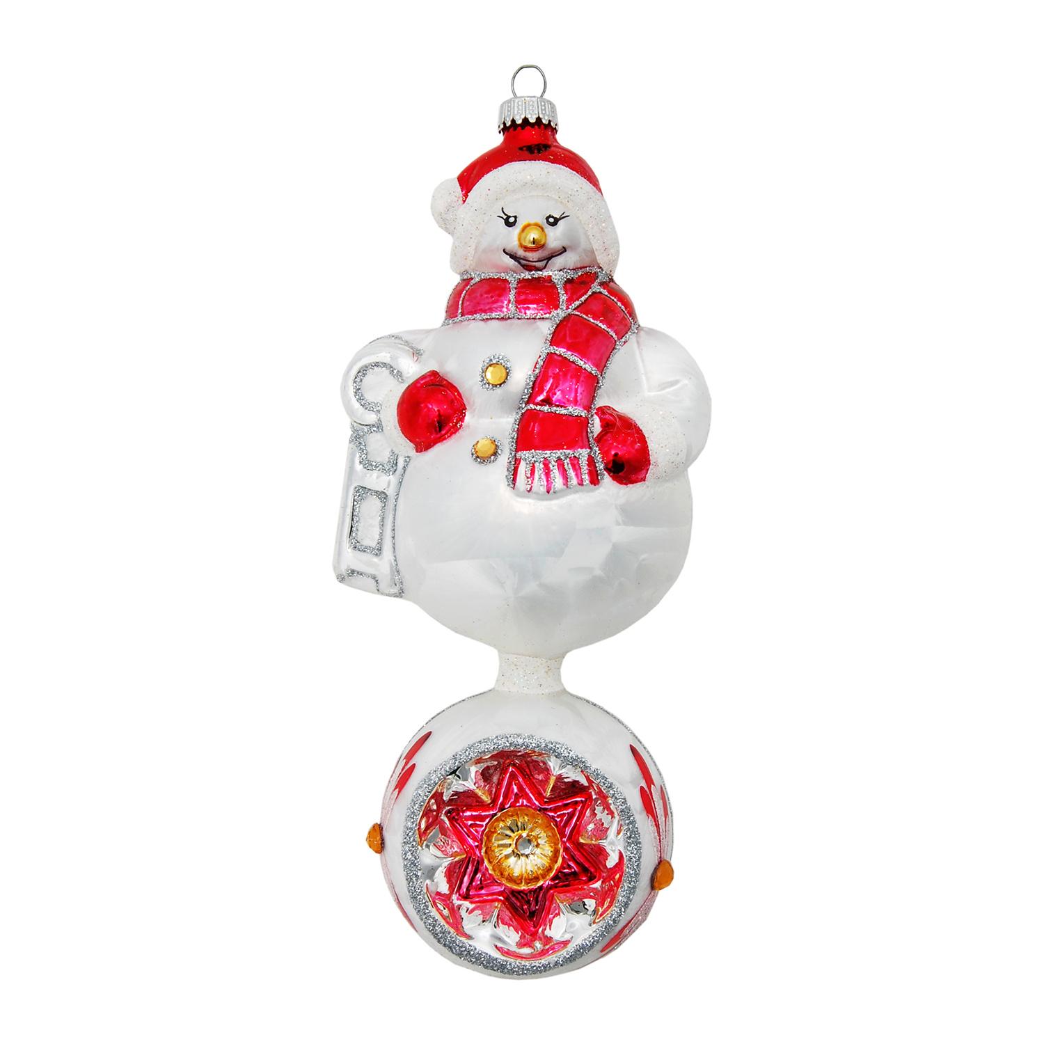 Baumschmuck Doppelform Schneeman mit Reflex Wei� 20cm