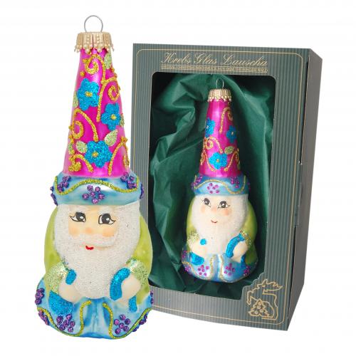 Multicolor 9cm Weihnachtszauberer Merlin, Glasornament, mundgeblasen, handbemalt