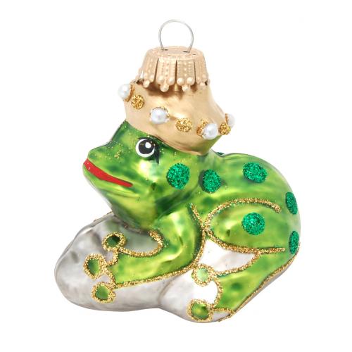 Grn 6cm verzauberter Frosch aus Glas, mundgeblasen, handdekoriert