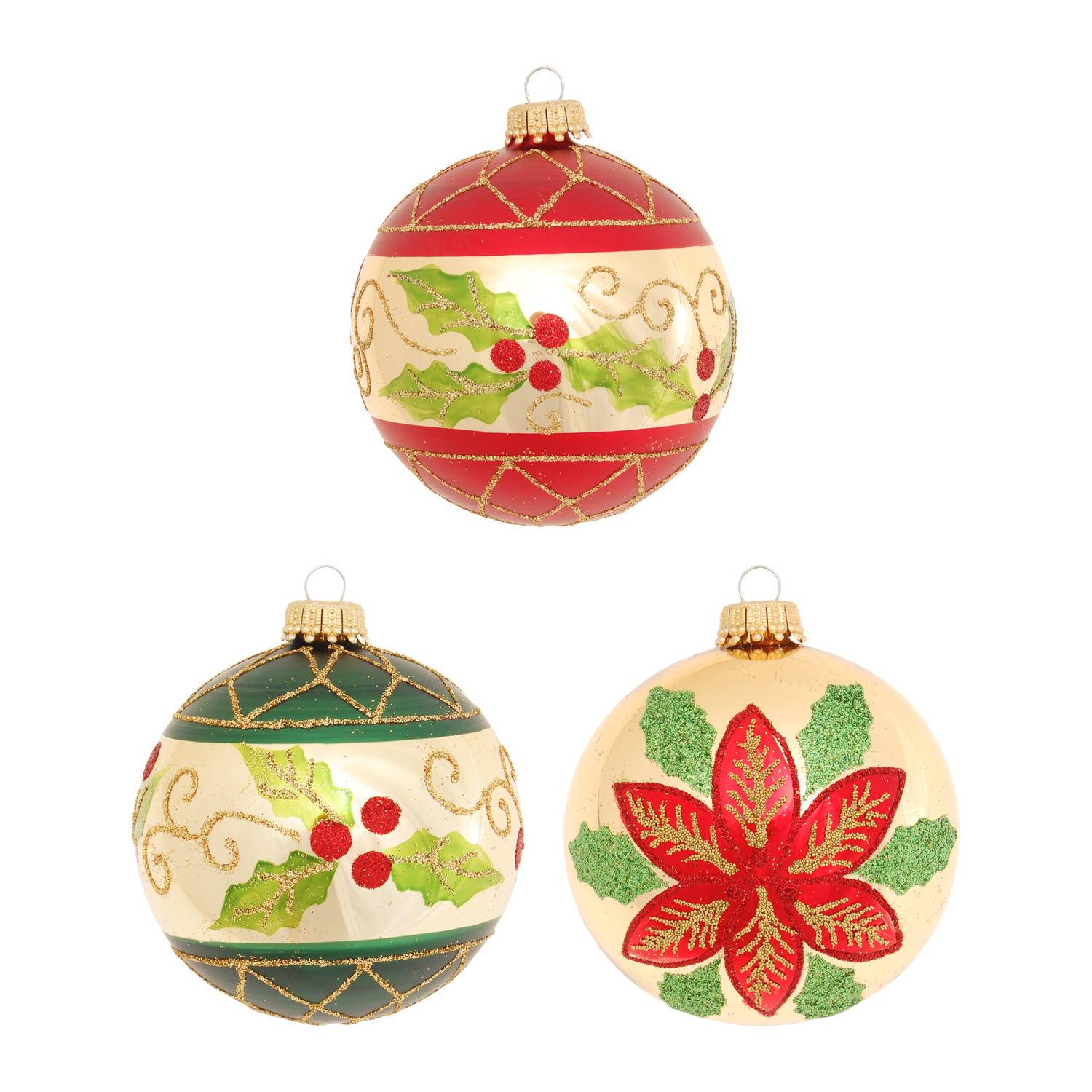 Weihnachtskugeln Set Weihnachtsstern Mehrfarbig 8cm