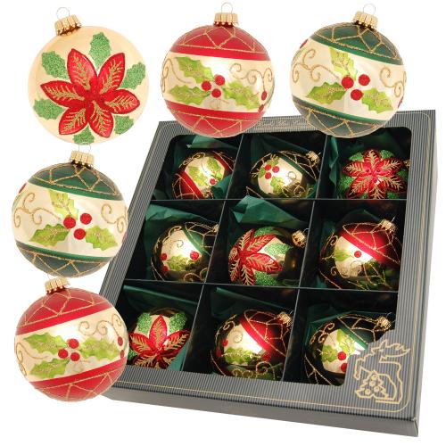 Weihnachtskugeln Set Weihnachtsstern mehrfarbig 8cm