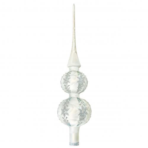 Baumspitze Eislack Floral Wei 31cm