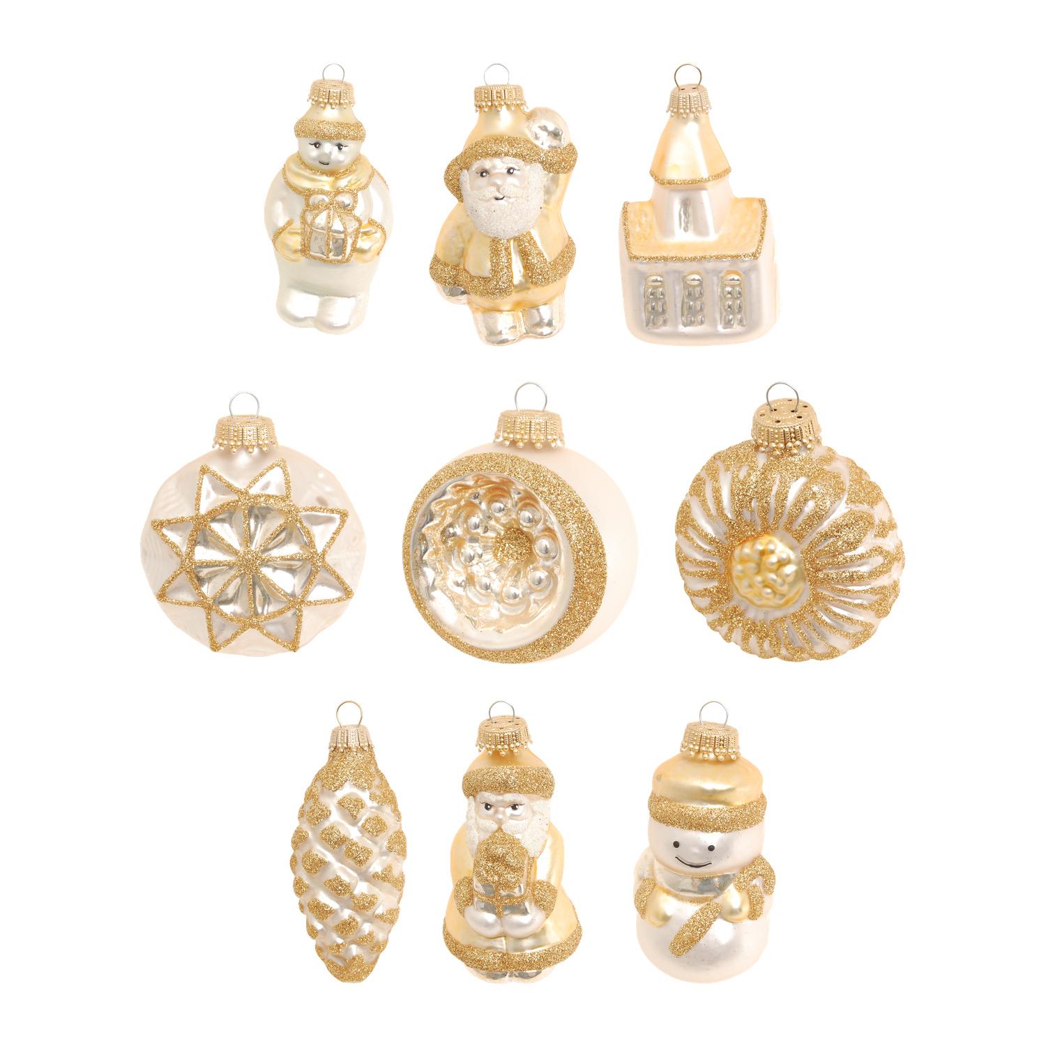 Baumschmuck Formen- und Figuren-Sortiment Goldfarbig 9cm
