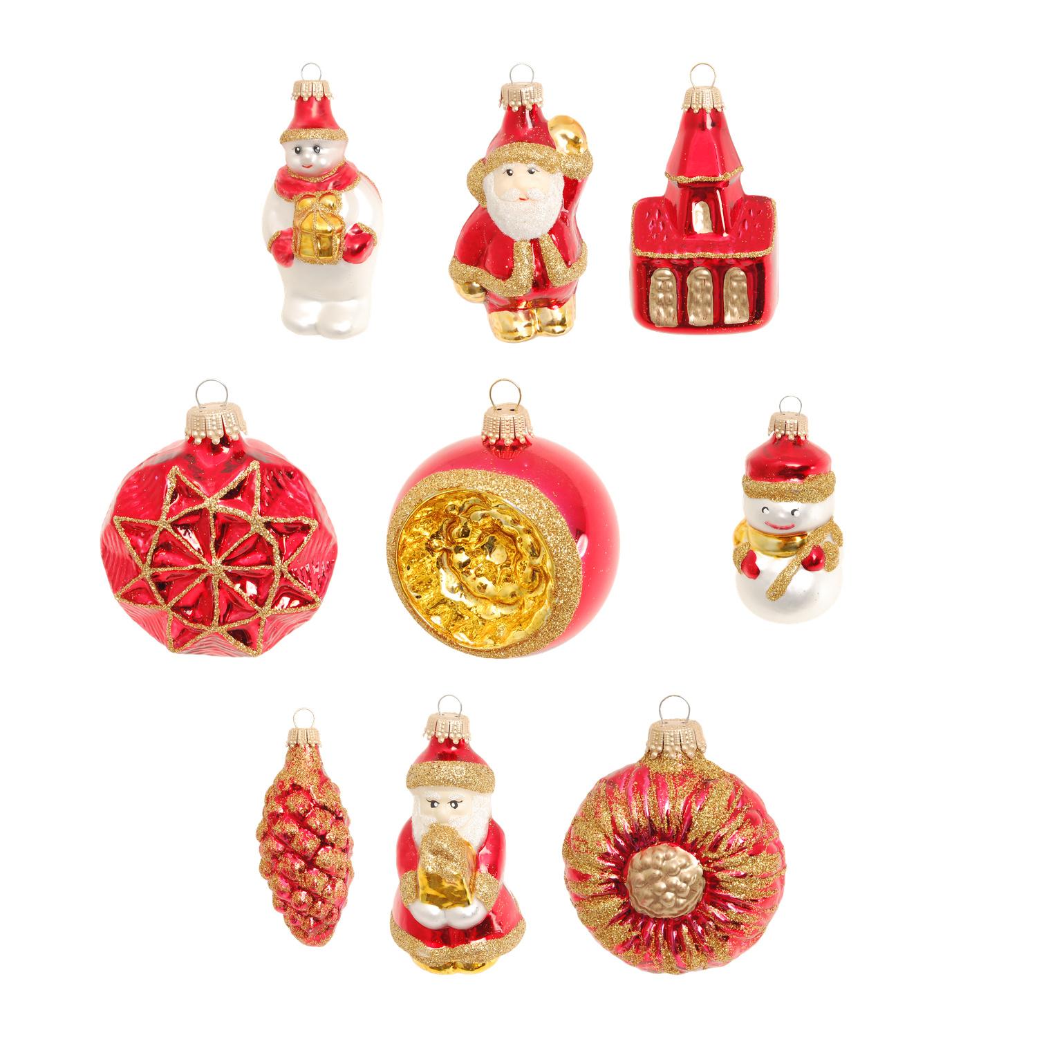 Baumschmuck Formen- und Figuren-Sortiment Rot 9cm