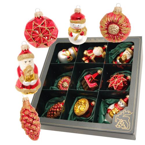 Baumschmuck Formen- und Figuren-Sortiment rot 9cm