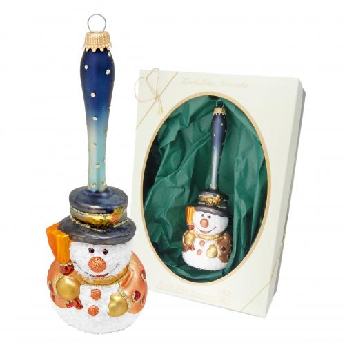 Multicolor 25cm Schneemann-Glocke, Glasornament, mundgeblasen und handdekoriert