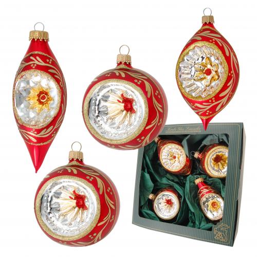 Weihnachtskugeln Reflexsortiment rot 10cm