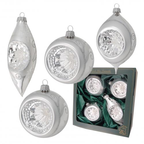 Weihnachtskugeln Reflexsortiment Silberfarbig 10cm