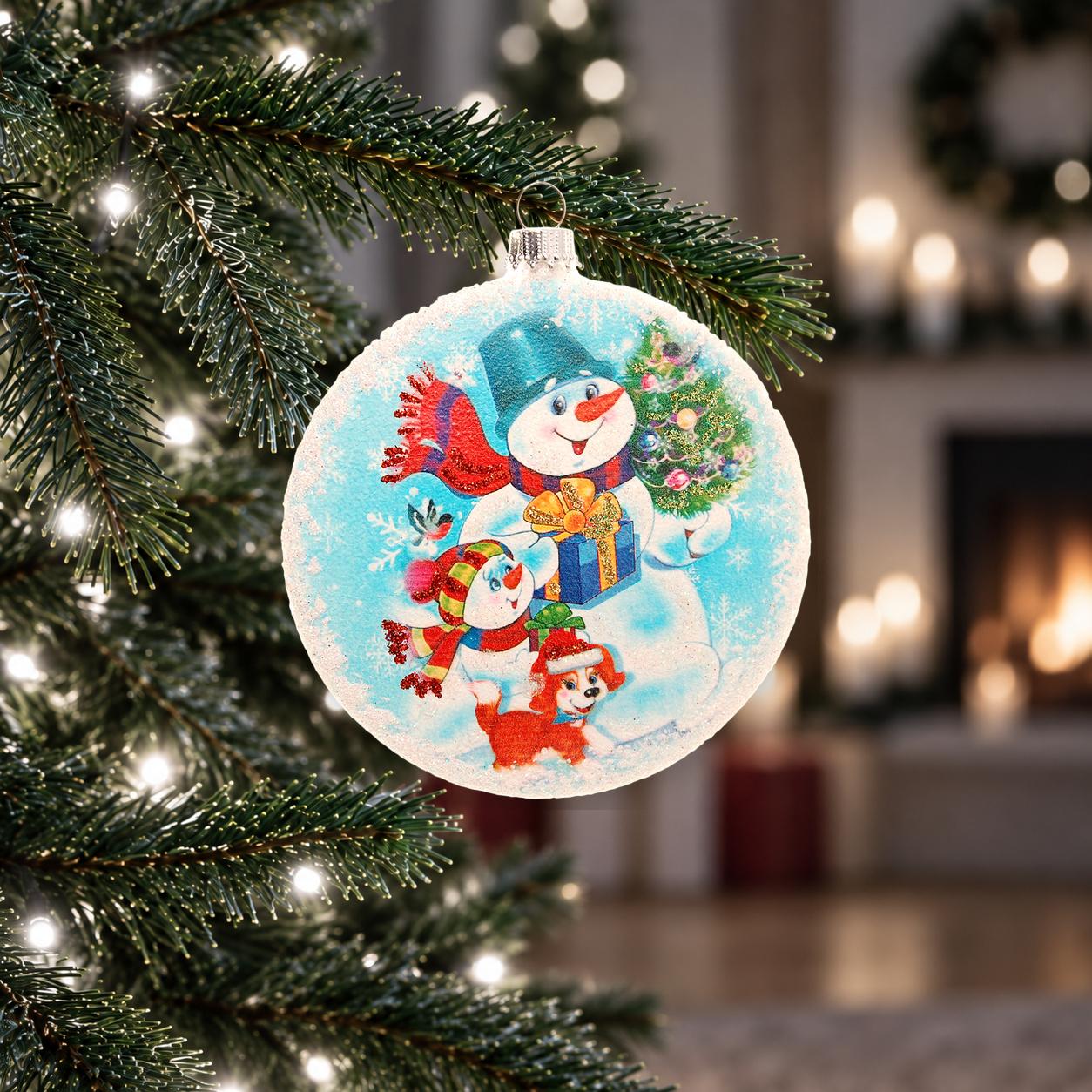 Baumschmuck Taler Schneeman-Duo Wei� 10cm
