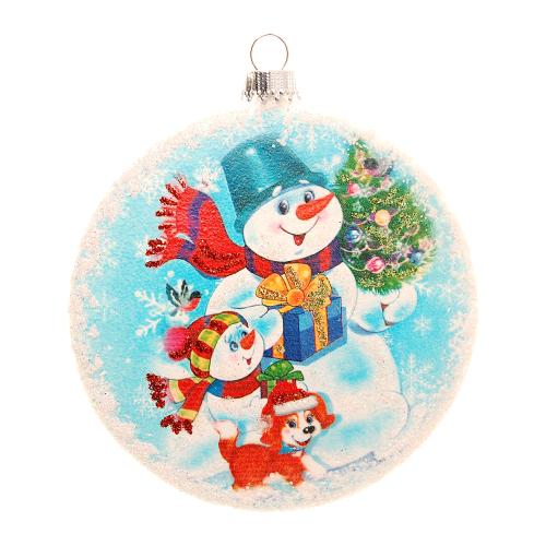 Baumschmuck Taler Schneeman-Duo Wei� 10cm
