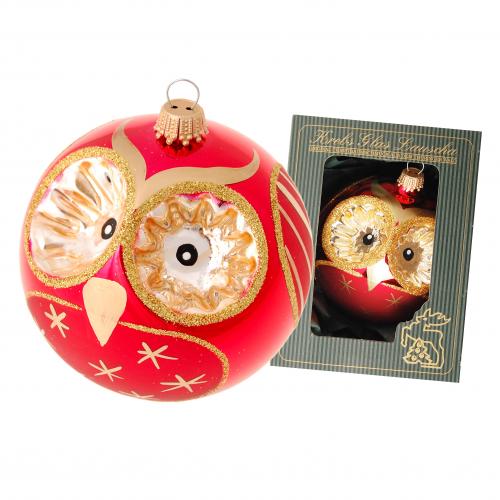 Baumschmuck Eule Reflexaugen Rot 8cm