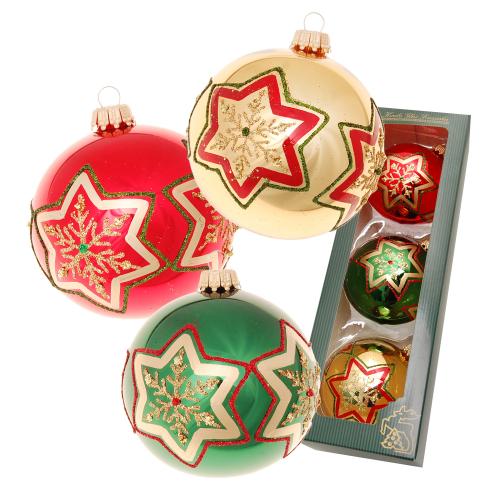 Weihnachtskugeln Sternendekor Traditionell Mehrfarbig 8cm
