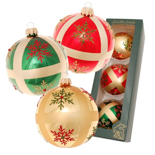 Weihnachtskugeln Schneeflockendekor Traditionell Mehrfarbig 8cm