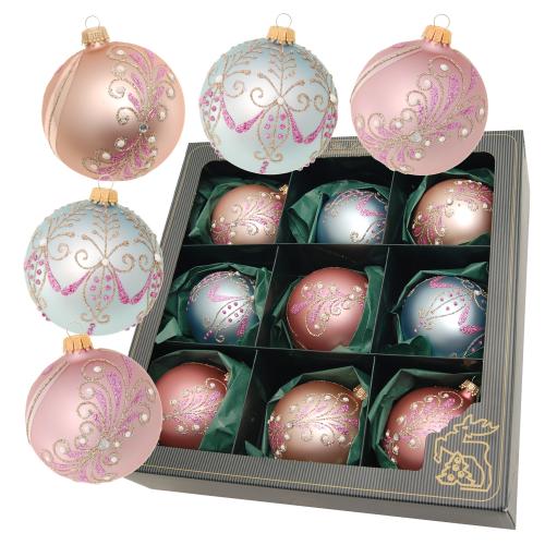 Weihnachtskugeln Rose-Hochzeit mehrfarbig 8cm