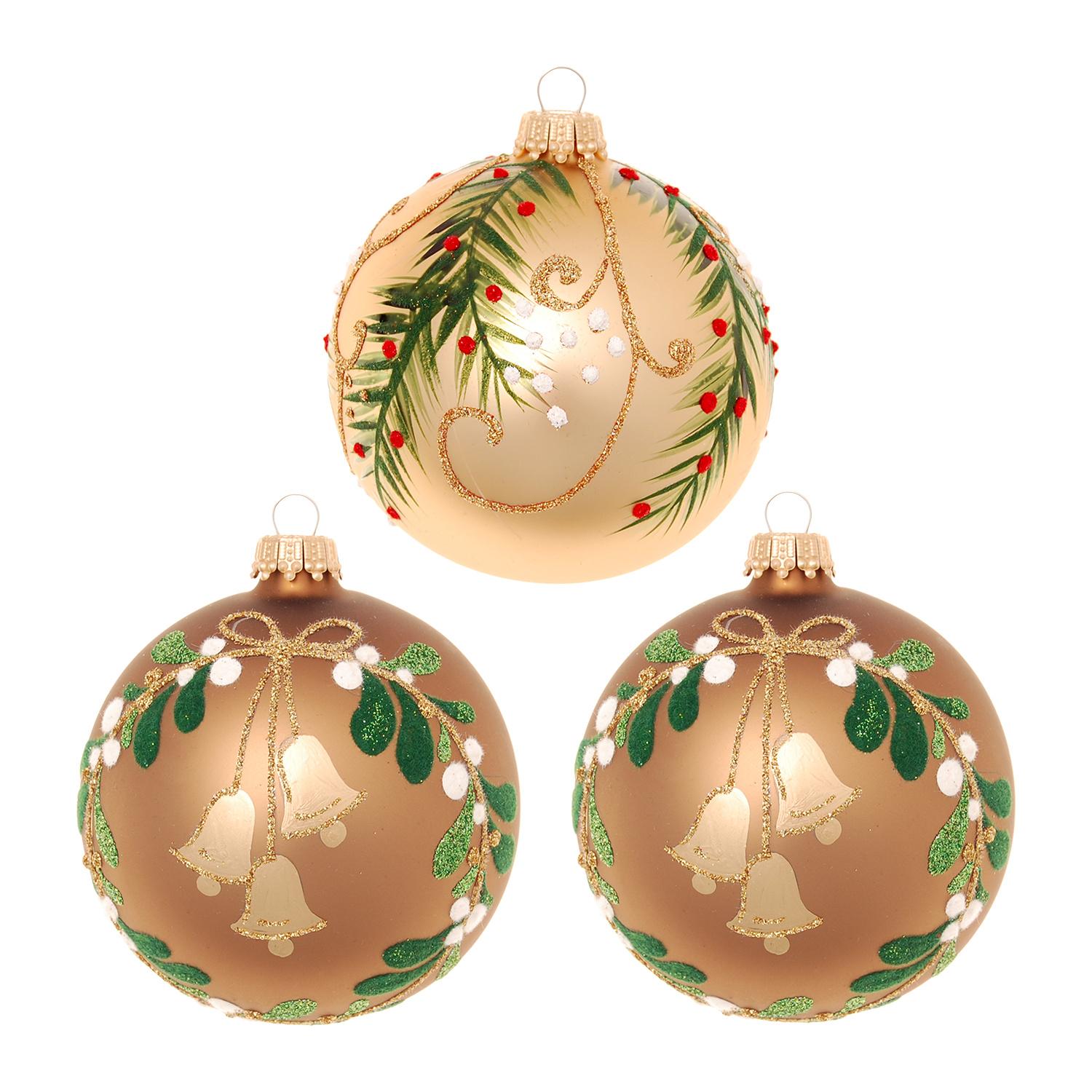 Weihnachtskugeln Waldweihnacht Goldfarbig 8cm