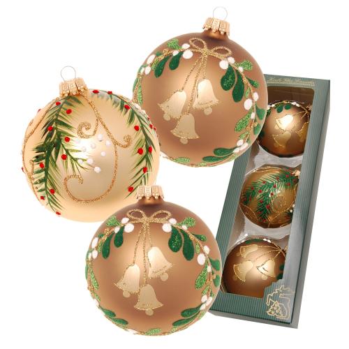Weihnachtskugeln Waldweihnacht goldfarbig 8cm