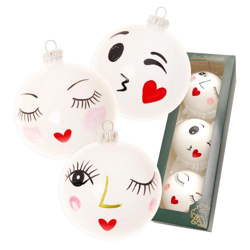 Weihnachtskugeln Gesichtsfasching Wei 8cm