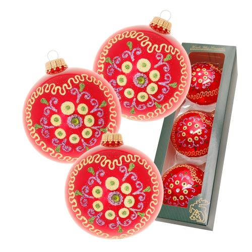 Weihnachtskugeln Bltenherz Rot 8cm