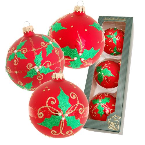 Weihnachtskugeln Ilex-Regen Rot 8cm