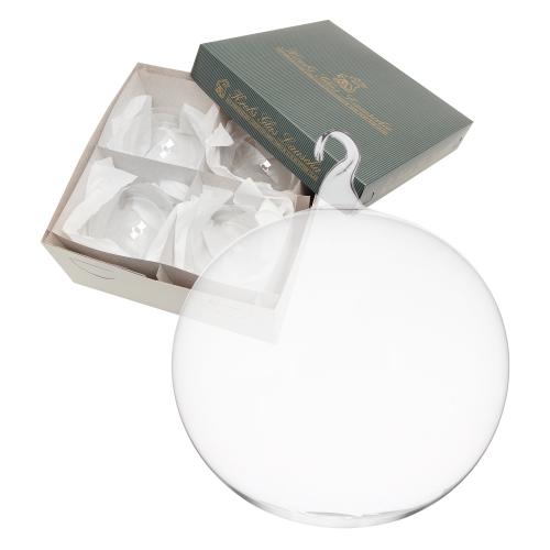 Kristall 10cm Glaskugel mit Glasse, mundgeblasen, handdekoriert, unversilbert (4 Stck)