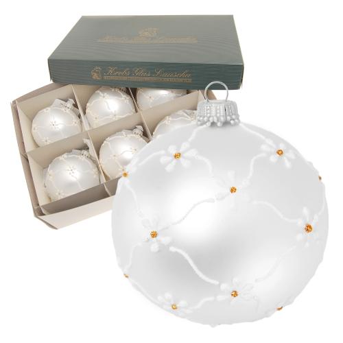 Weihnachtskugeln Bltenkette Silberfarbig 8cm