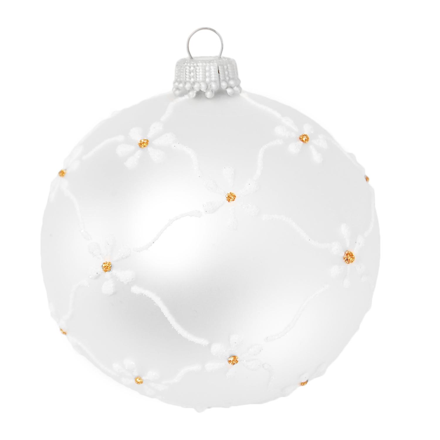 Weihnachtskugeln Bl�tenkette Silberfarbig 8cm