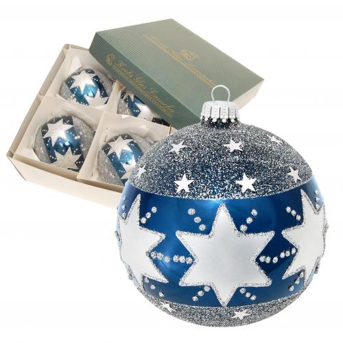 Weihnachtskugeln Sternenhimmel Blau 10cm