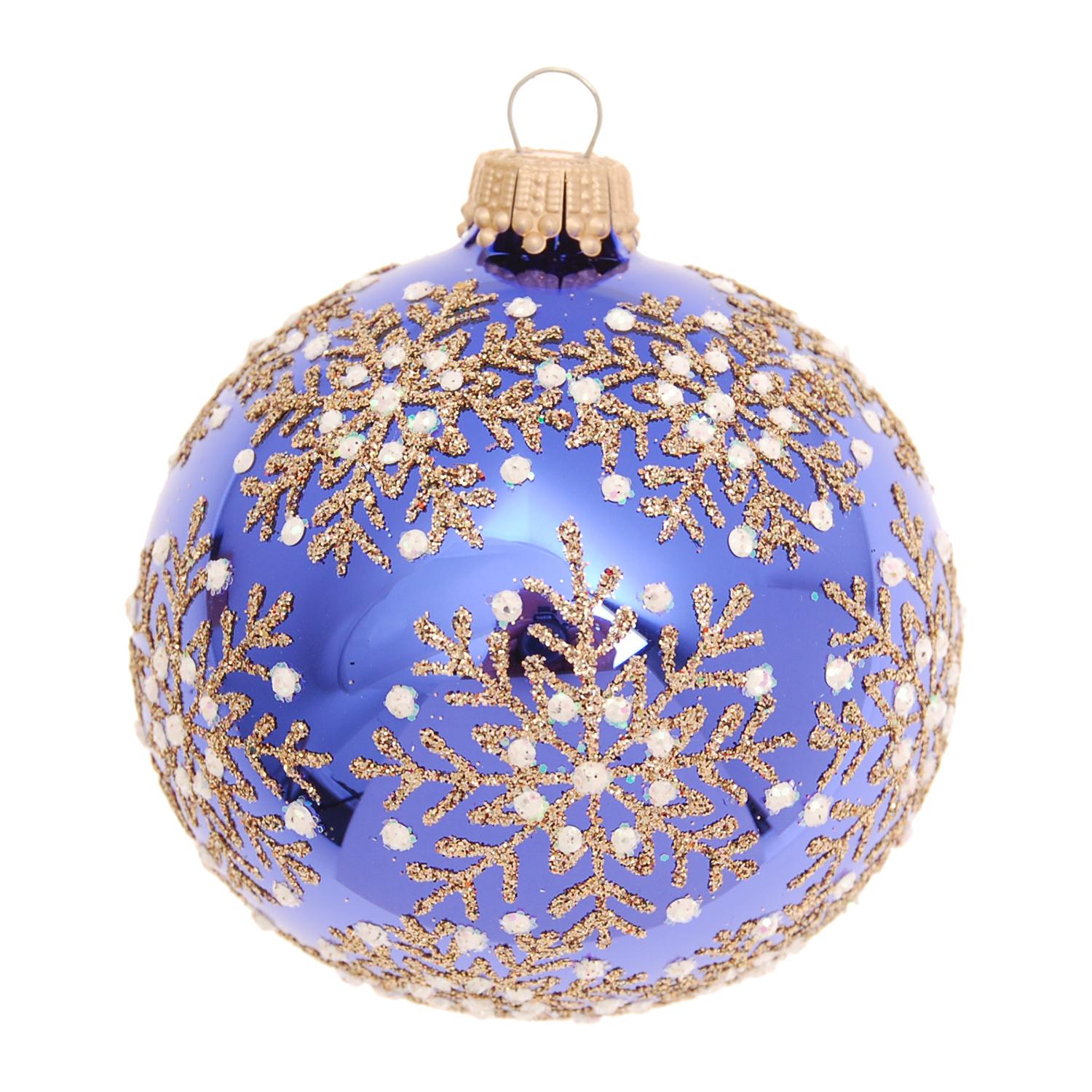 Weihnachtskugeln Schneeflocken-Zauber Blau 8cm