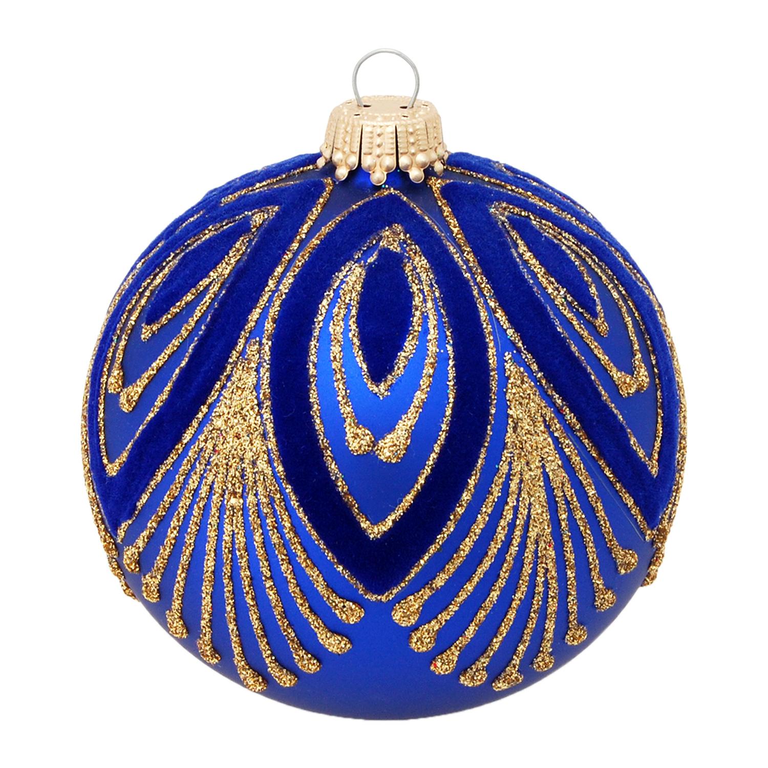 Weihnachtskugeln Designer-Pfau Blau 8cm